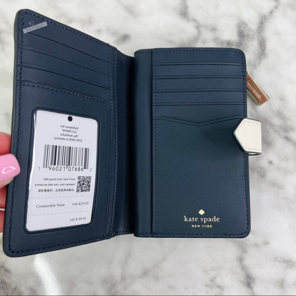 Kate Spade Staci Poolside Medium Compact Bifold Wallet - Picture 4 of 6